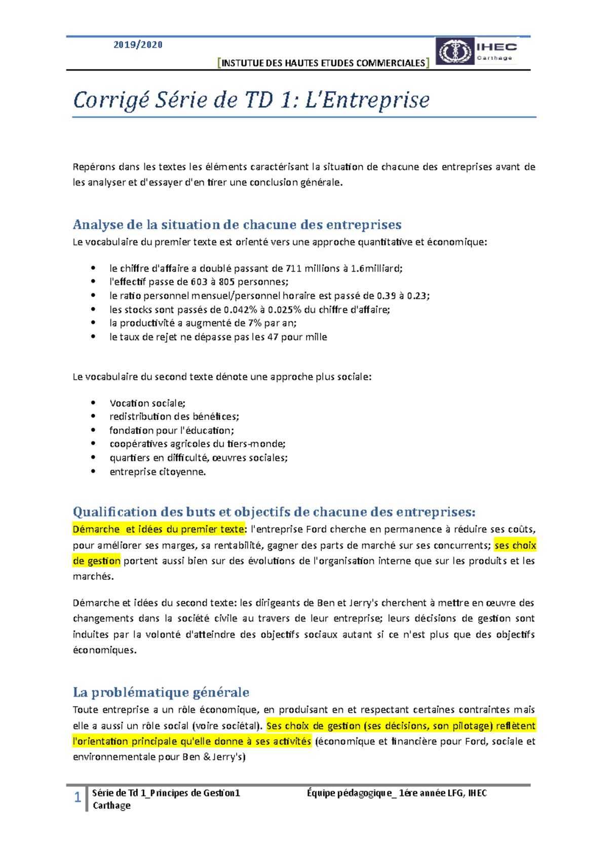 exercices corrigés gestion d entreprise pdf