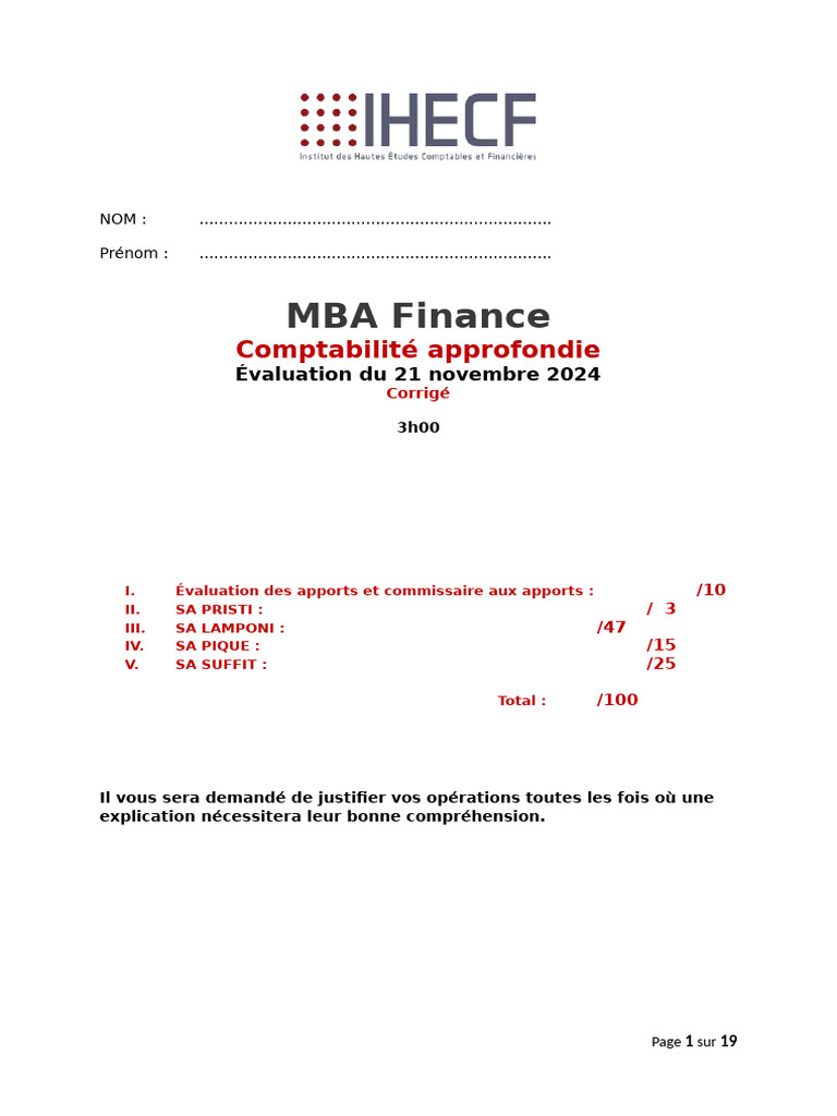 mba comptabilité et finance